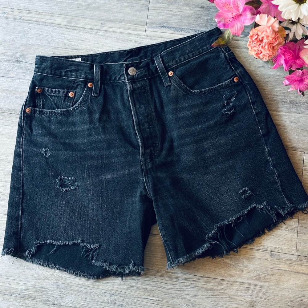Levi's 501 black denim shorts